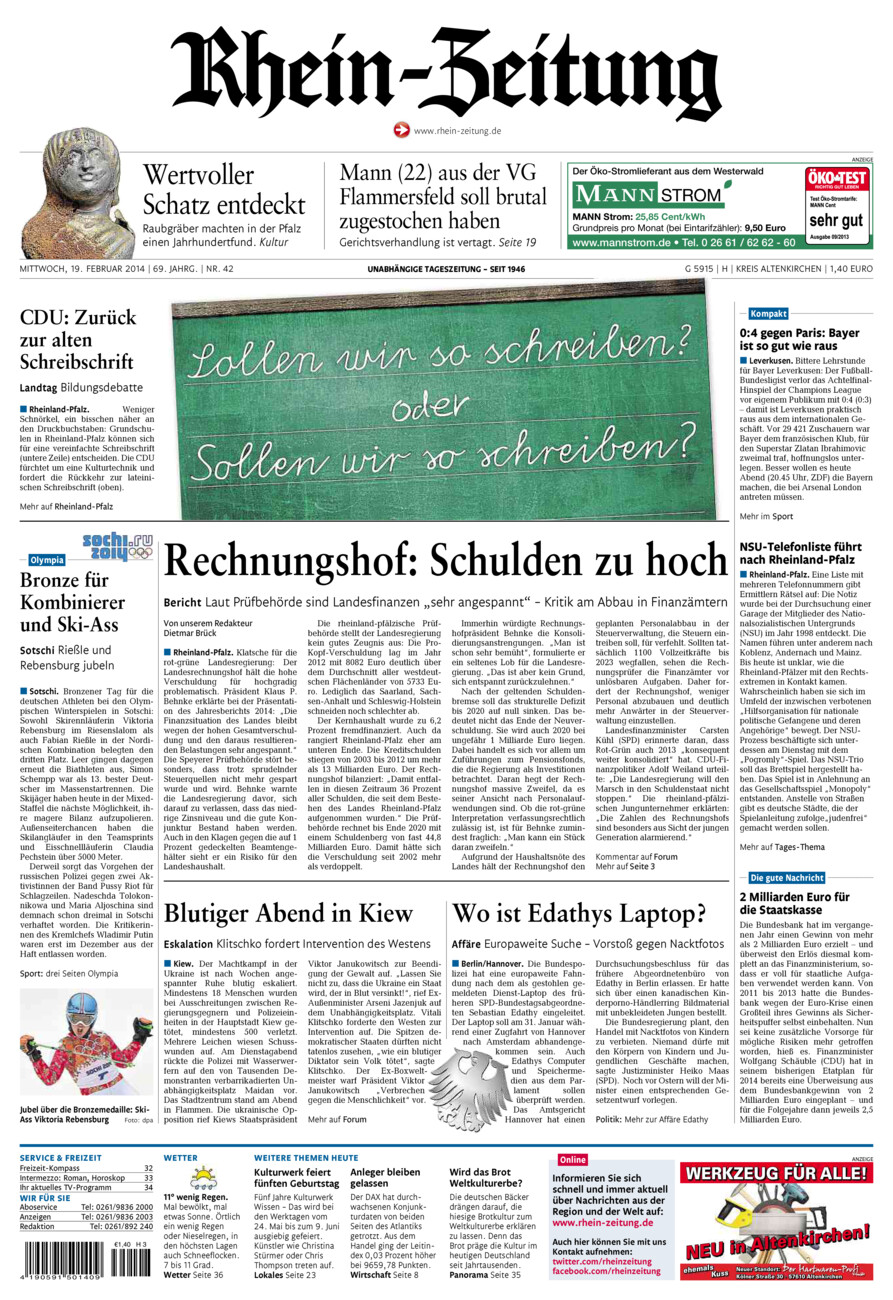 Rhein-Zeitung Kreis Altenkirchen vom Mittwoch, 19.02.2014