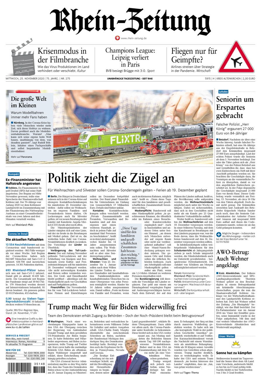 Rhein-Zeitung Kreis Altenkirchen vom Mittwoch, 25.11.2020