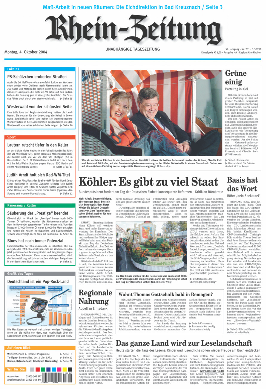Rhein-Zeitung Kreis Altenkirchen vom Montag, 04.10.2004