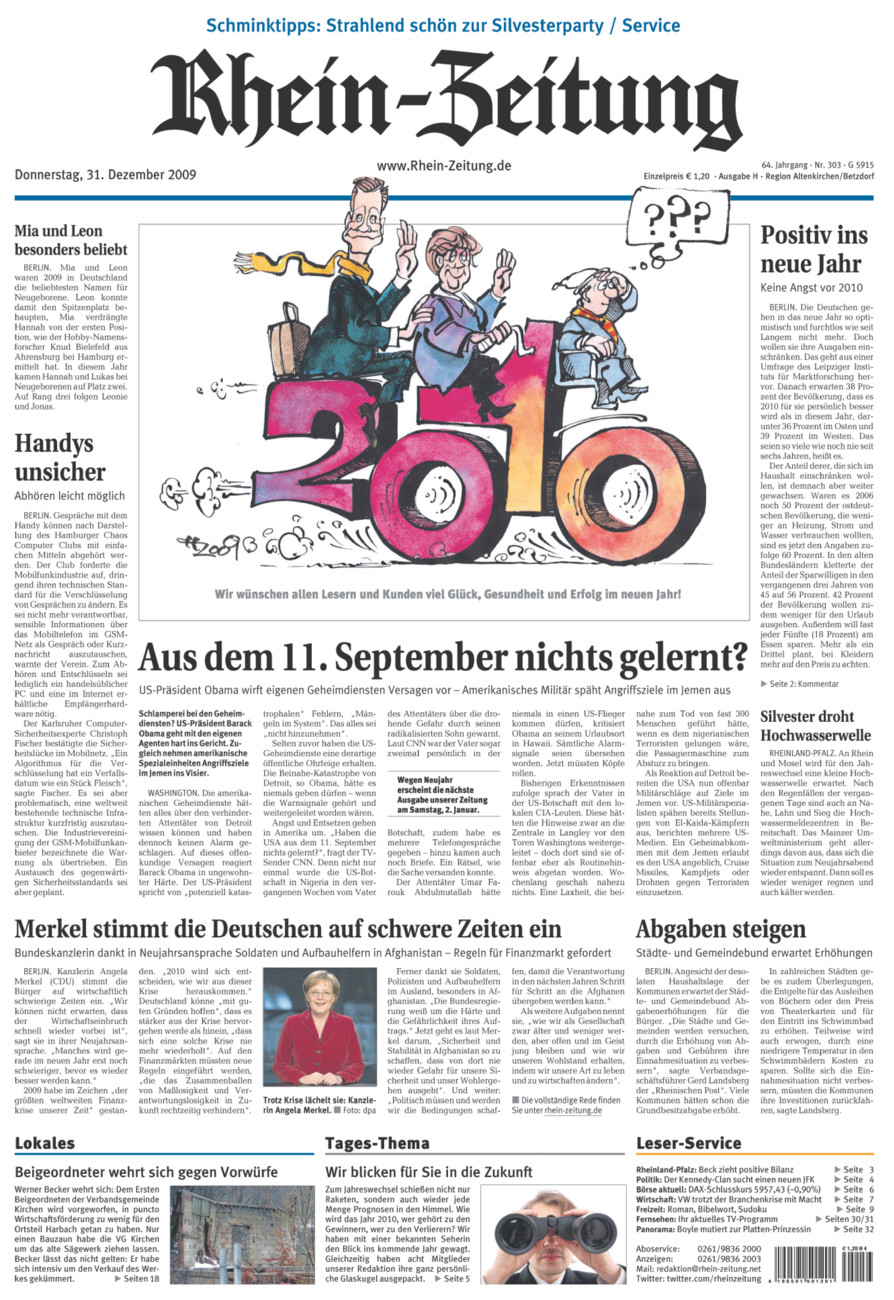 Rhein-Zeitung Kreis Altenkirchen vom Donnerstag, 31.12.2009