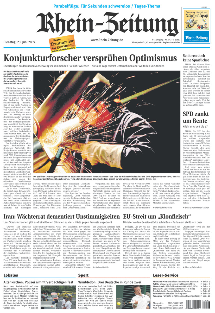 Rhein-Zeitung Kreis Altenkirchen vom Dienstag, 23.06.2009