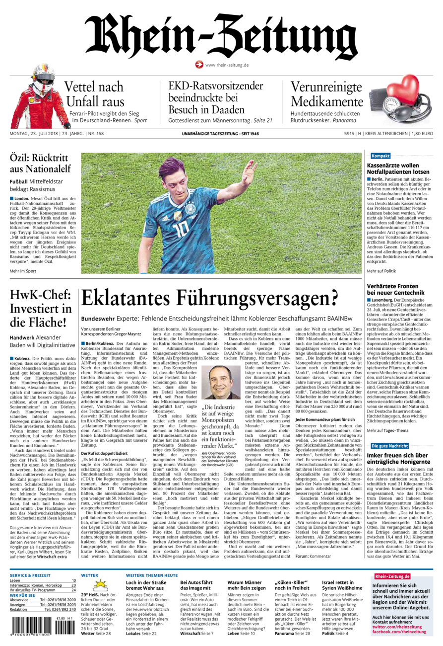 Rhein-Zeitung Kreis Altenkirchen vom Montag, 23.07.2018
