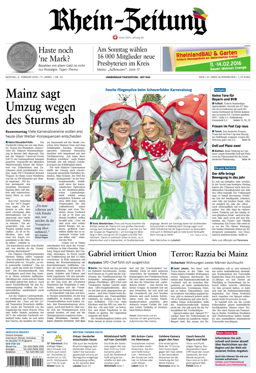 Rhein-Zeitung Kreis Altenkirchen vom Montag, 08.02.2016