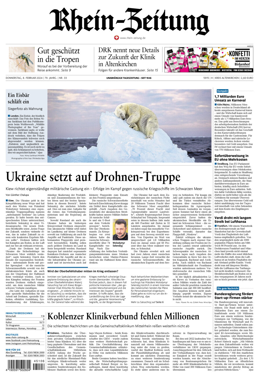 Rhein-Zeitung Kreis Altenkirchen vom Donnerstag, 08.02.2024