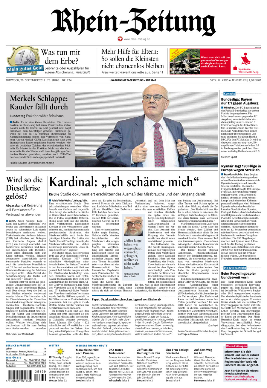 Rhein-Zeitung Kreis Altenkirchen vom Mittwoch, 26.09.2018