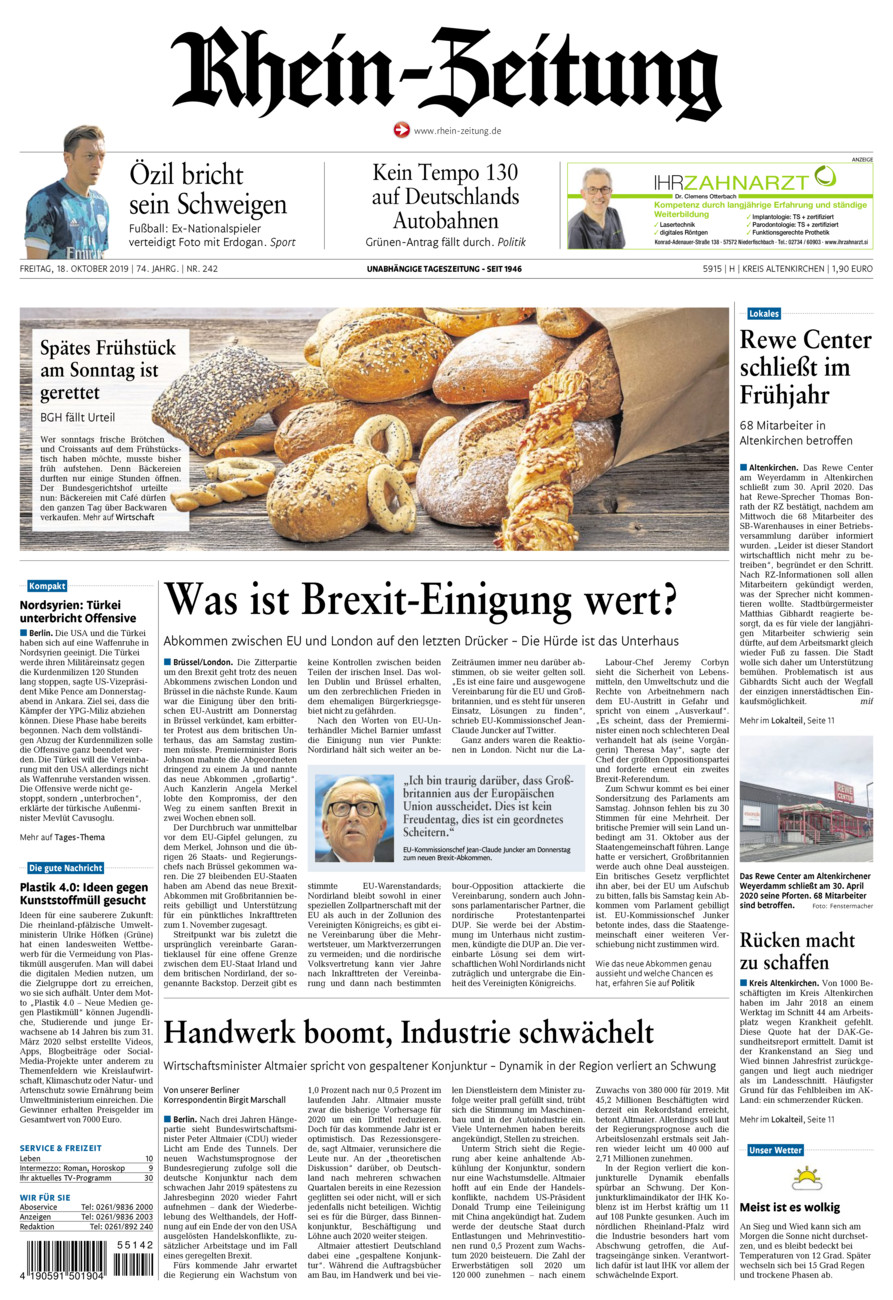 Rhein-Zeitung Kreis Altenkirchen vom Freitag, 18.10.2019