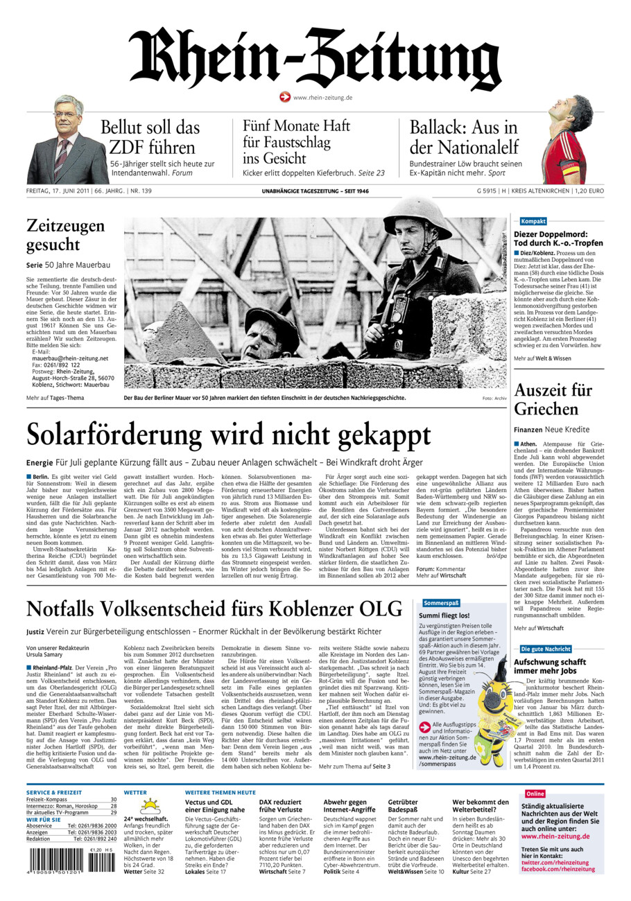 Rhein-Zeitung Kreis Altenkirchen vom Freitag, 17.06.2011