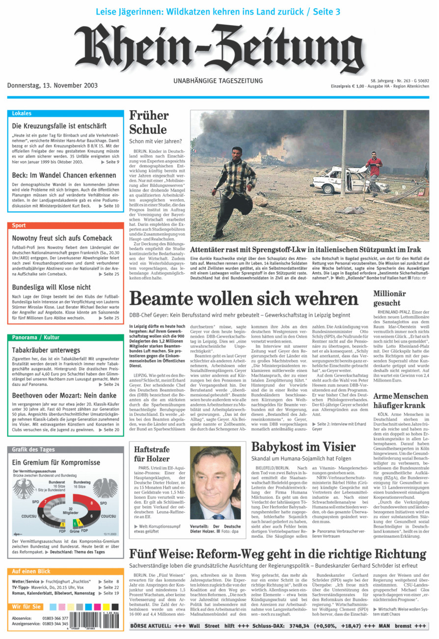 Rhein-Zeitung Kreis Altenkirchen vom Donnerstag, 13.11.2003