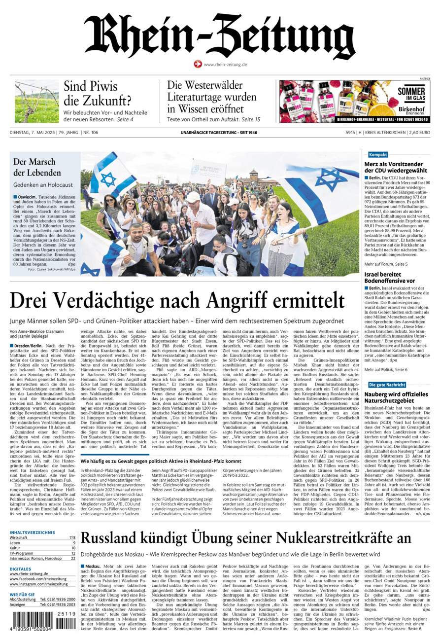 Rhein-Zeitung Kreis Altenkirchen vom Dienstag, 07.05.2024