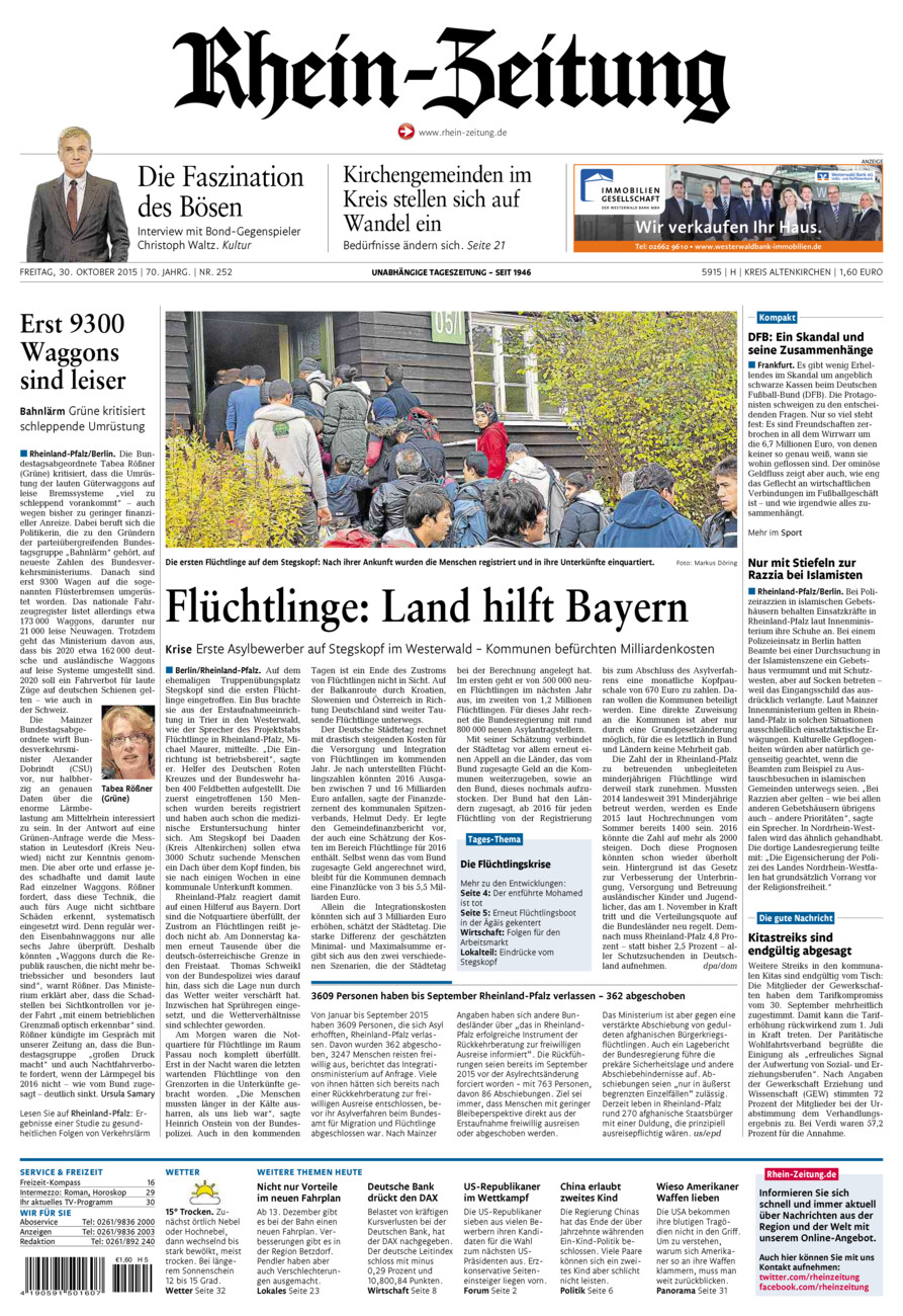 Rhein-Zeitung Kreis Altenkirchen vom Freitag, 30.10.2015