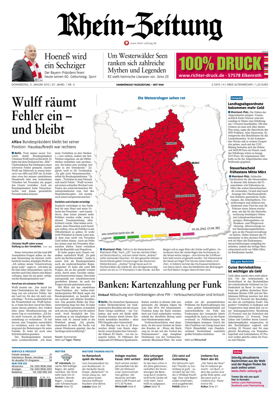 Rhein-Zeitung Kreis Altenkirchen vom Donnerstag, 05.01.2012