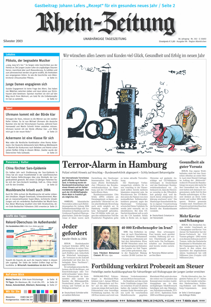 Rhein-Zeitung Kreis Altenkirchen vom Mittwoch, 31.12.2003