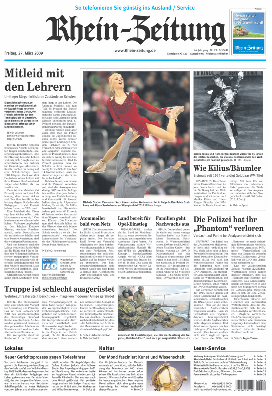 Rhein-Zeitung Kreis Altenkirchen vom Freitag, 27.03.2009