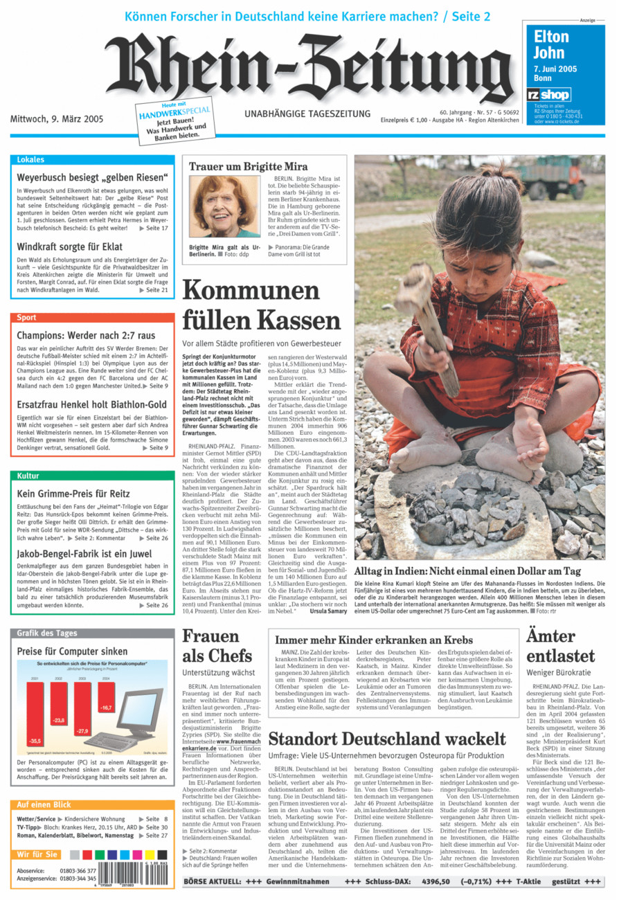 Rhein-Zeitung Kreis Altenkirchen vom Mittwoch, 09.03.2005
