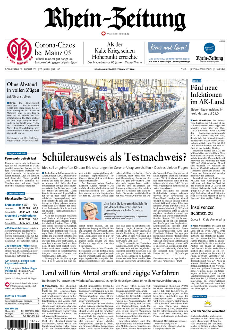 Rhein-Zeitung Kreis Altenkirchen vom Donnerstag, 12.08.2021