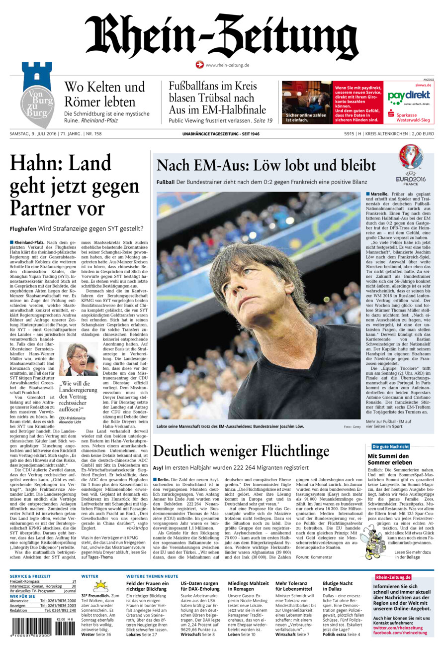 Rhein-Zeitung Kreis Altenkirchen vom Samstag, 09.07.2016