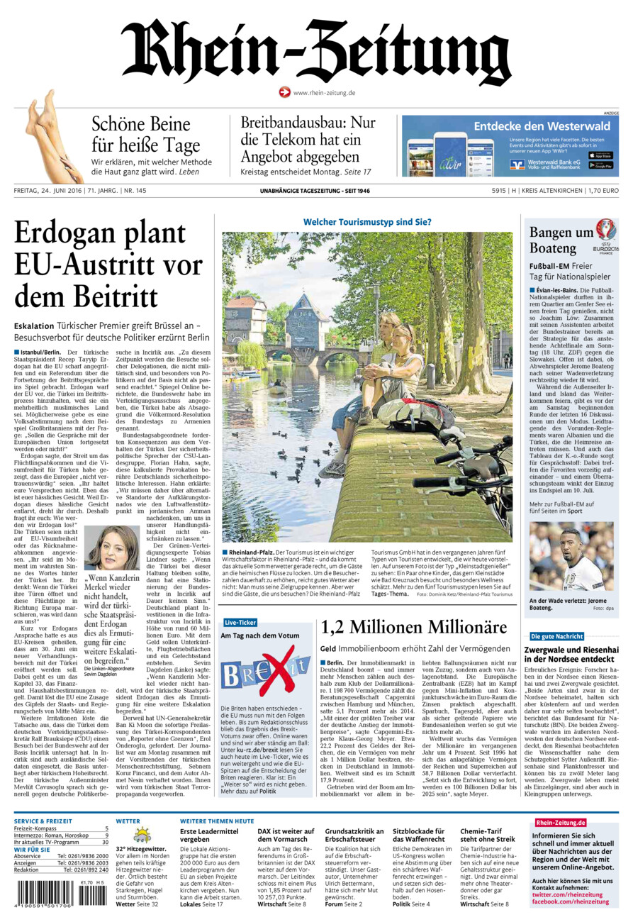 Rhein-Zeitung Kreis Altenkirchen vom Freitag, 24.06.2016