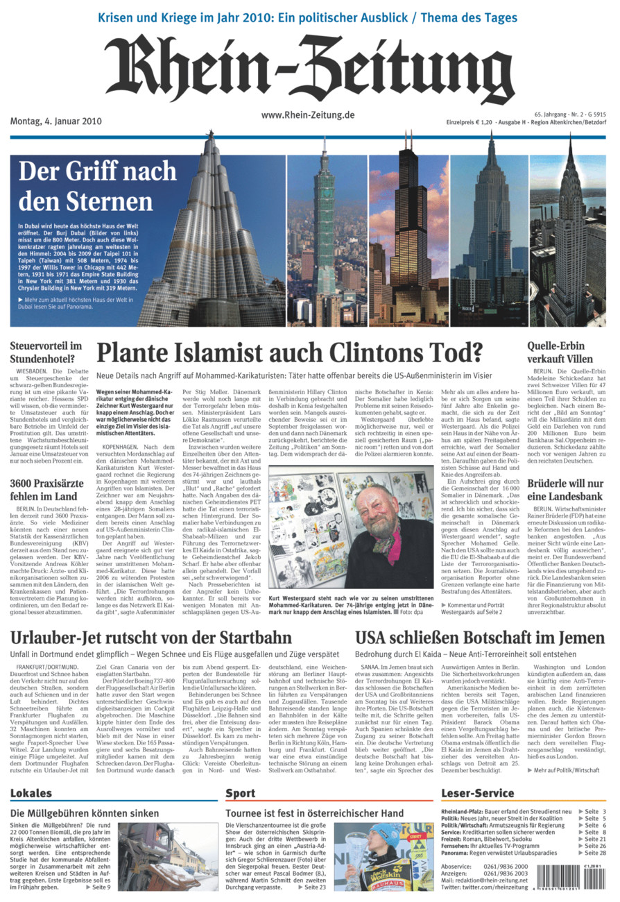 Rhein-Zeitung Kreis Altenkirchen vom Montag, 04.01.2010