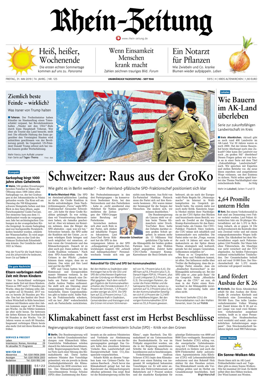 Rhein-Zeitung Kreis Altenkirchen vom Freitag, 31.05.2019