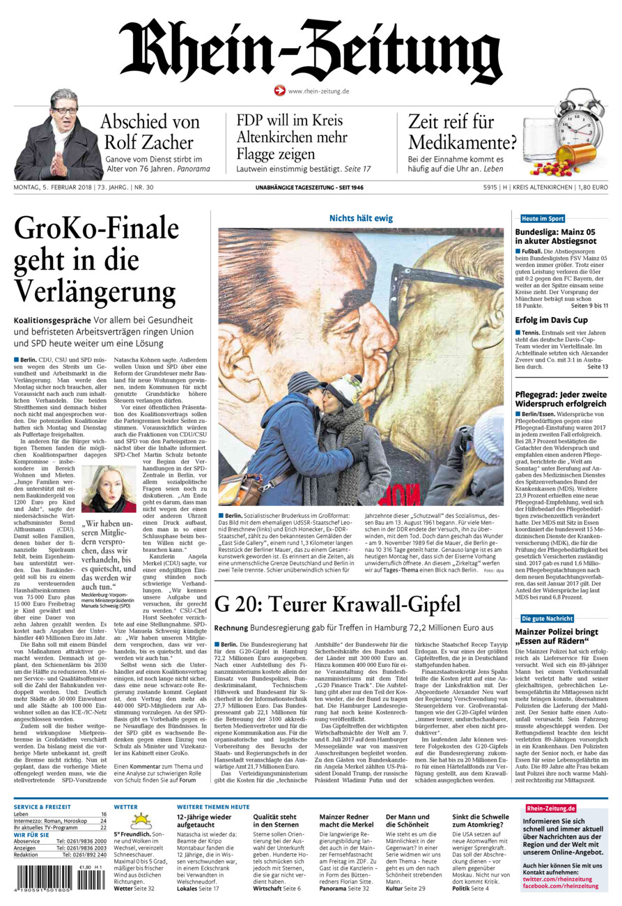 Rhein-Zeitung Kreis Altenkirchen vom Montag, 05.02.2018
