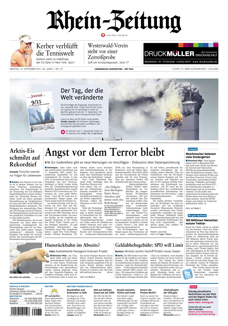 Rhein-Zeitung Kreis Altenkirchen vom Samstag, 10.09.2011