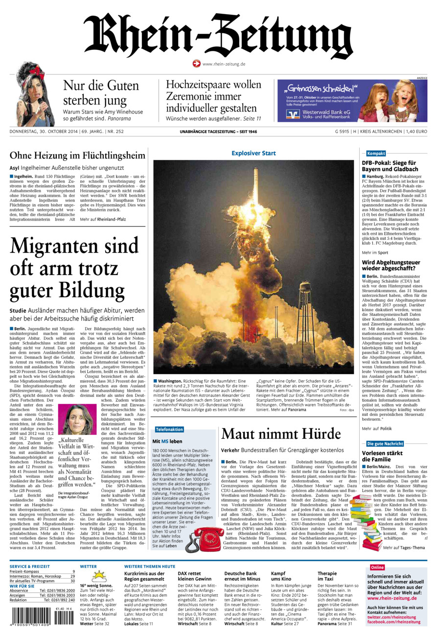 Rhein-Zeitung Kreis Altenkirchen vom Donnerstag, 30.10.2014