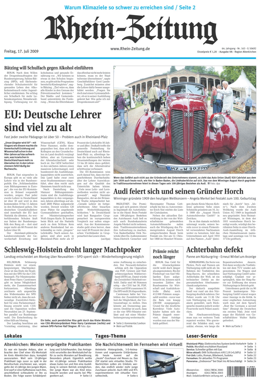 Rhein-Zeitung Kreis Altenkirchen vom Freitag, 17.07.2009