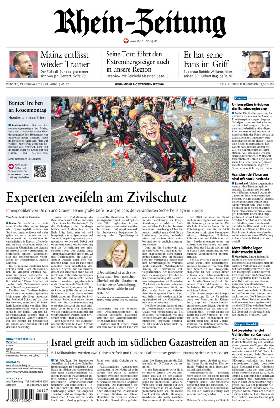 Rhein-Zeitung Kreis Altenkirchen vom Dienstag, 13.02.2024