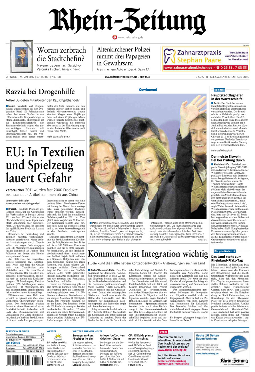Rhein-Zeitung Kreis Altenkirchen vom Mittwoch, 09.05.2012