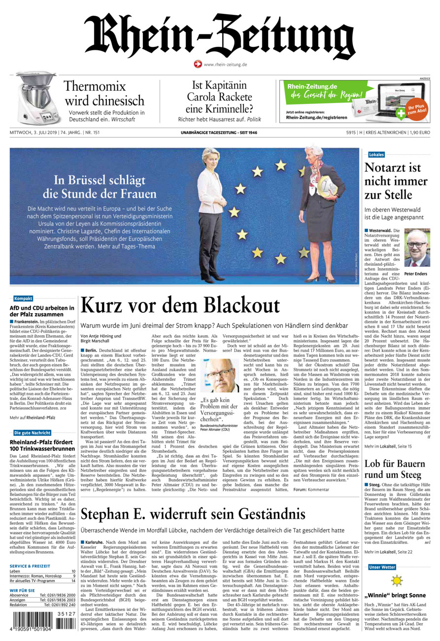 Rhein-Zeitung Kreis Altenkirchen vom Mittwoch, 03.07.2019