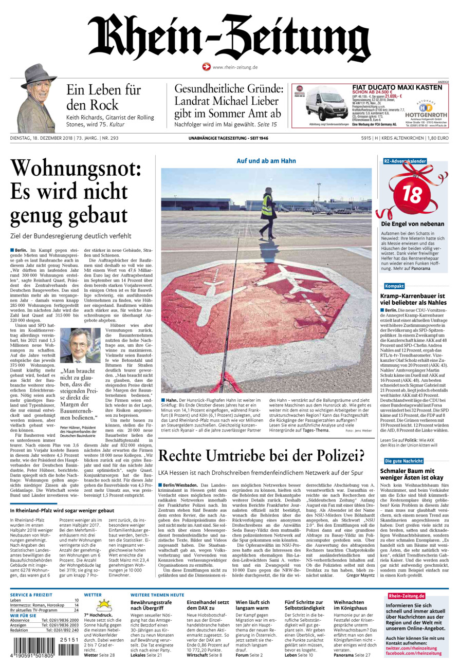 Rhein-Zeitung Kreis Altenkirchen vom Dienstag, 18.12.2018