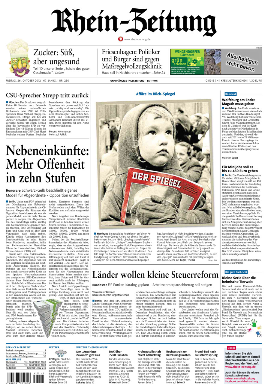 Rhein-Zeitung Kreis Altenkirchen vom Freitag, 26.10.2012