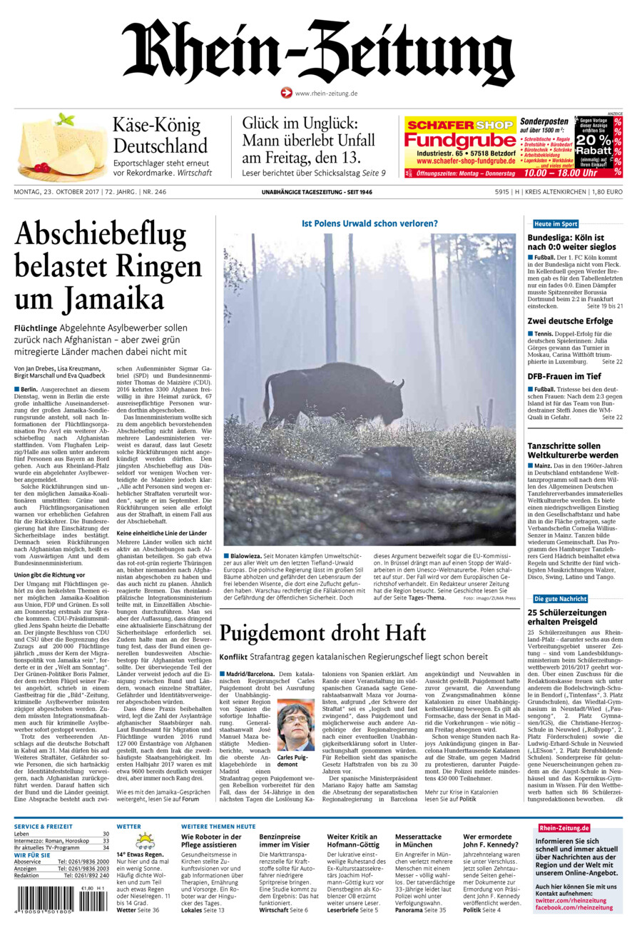 Rhein-Zeitung Kreis Altenkirchen vom Montag, 23.10.2017
