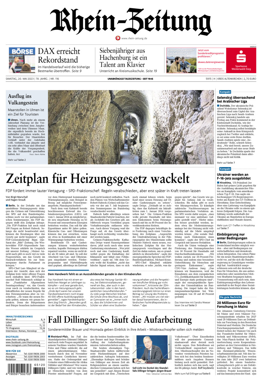 Rhein-Zeitung Kreis Altenkirchen vom Samstag, 20.05.2023