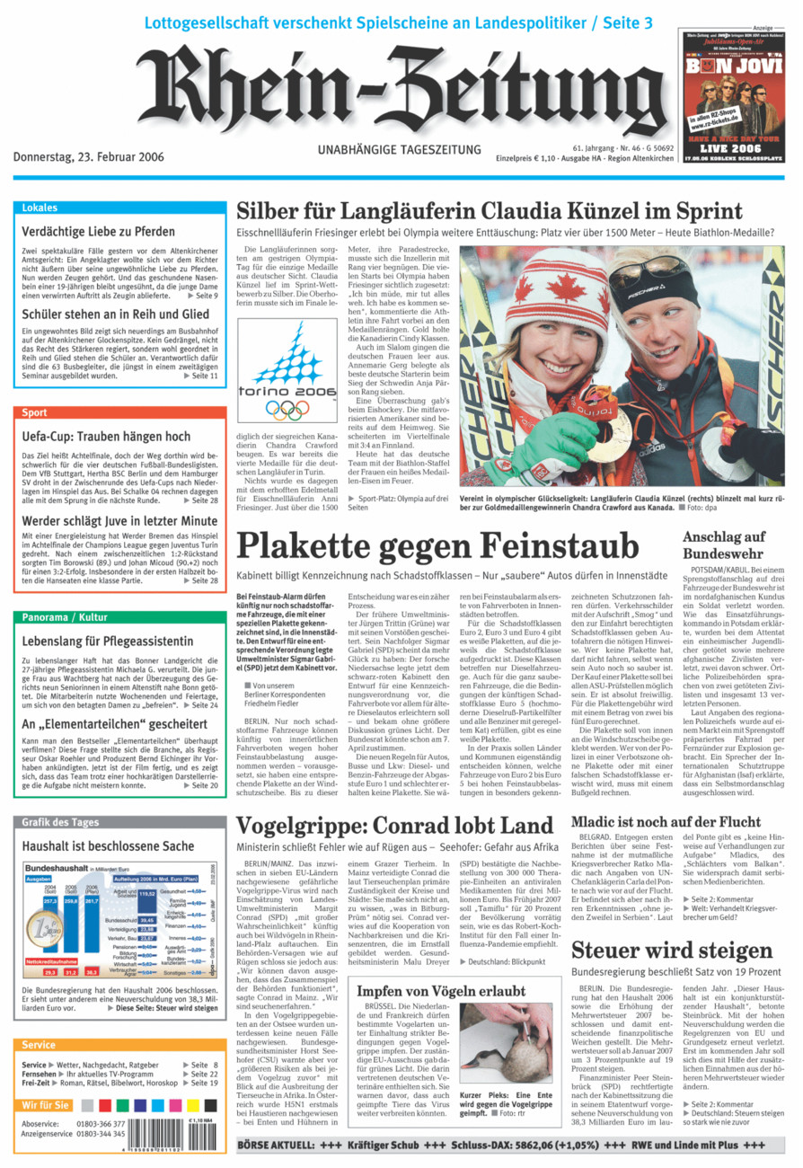Rhein-Zeitung Kreis Altenkirchen vom Donnerstag, 23.02.2006