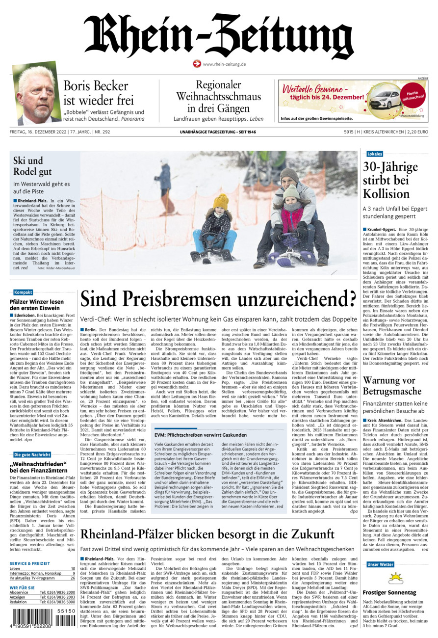 Rhein-Zeitung Kreis Altenkirchen vom Freitag, 16.12.2022