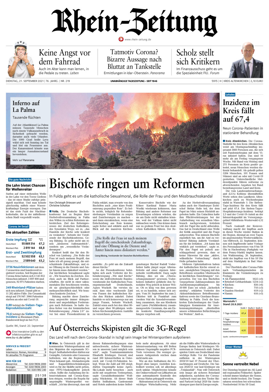 Rhein-Zeitung Kreis Altenkirchen vom Dienstag, 21.09.2021