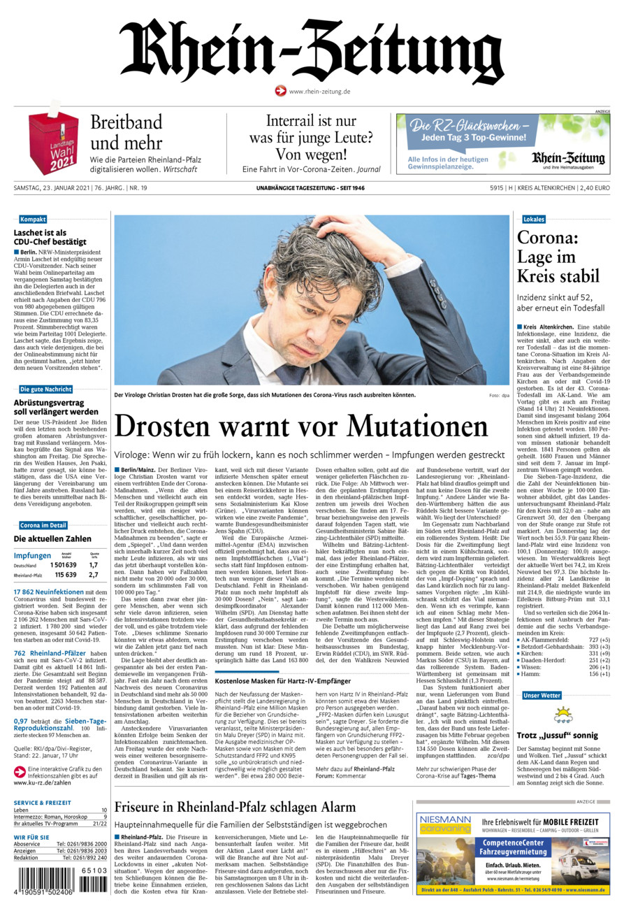 Rhein-Zeitung Kreis Altenkirchen vom Samstag, 23.01.2021