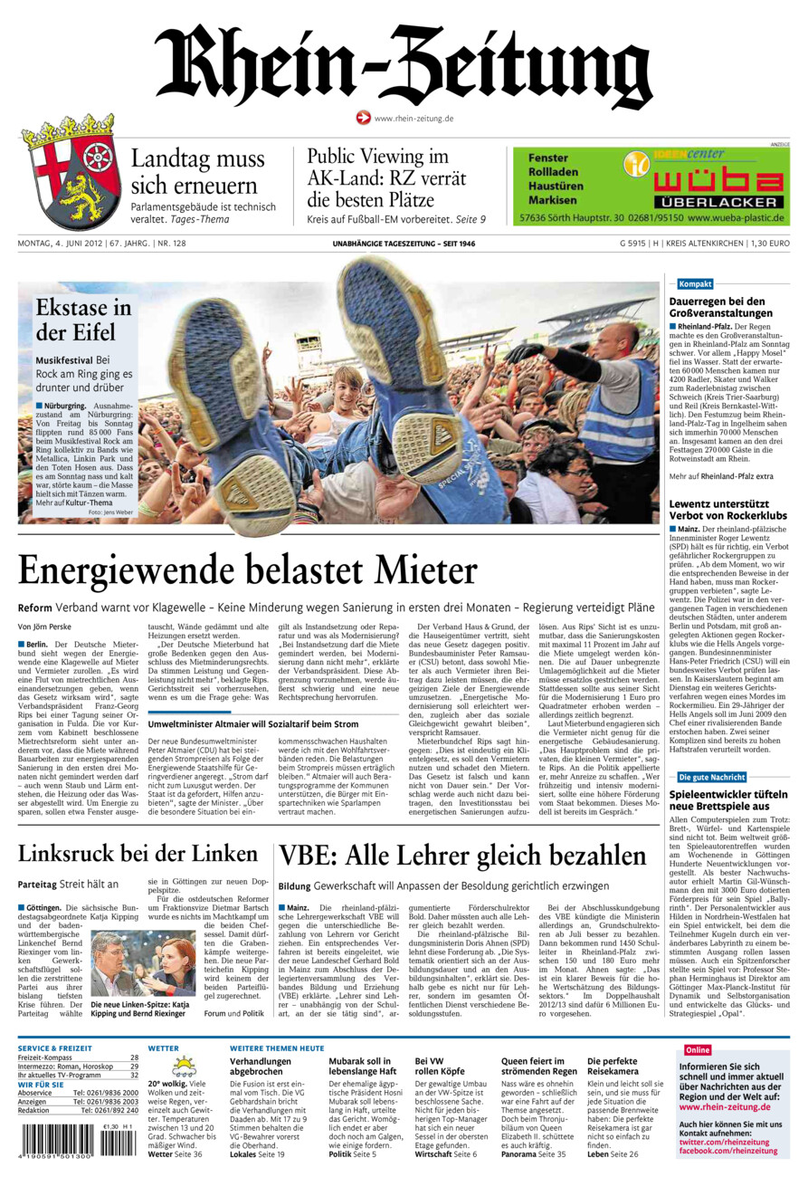 Rhein-Zeitung Kreis Altenkirchen vom Montag, 04.06.2012