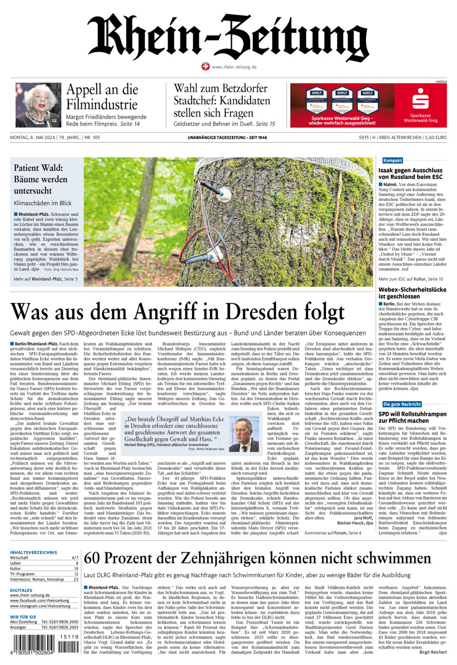 Rhein-Zeitung Kreis Altenkirchen vom Montag, 06.05.2024
