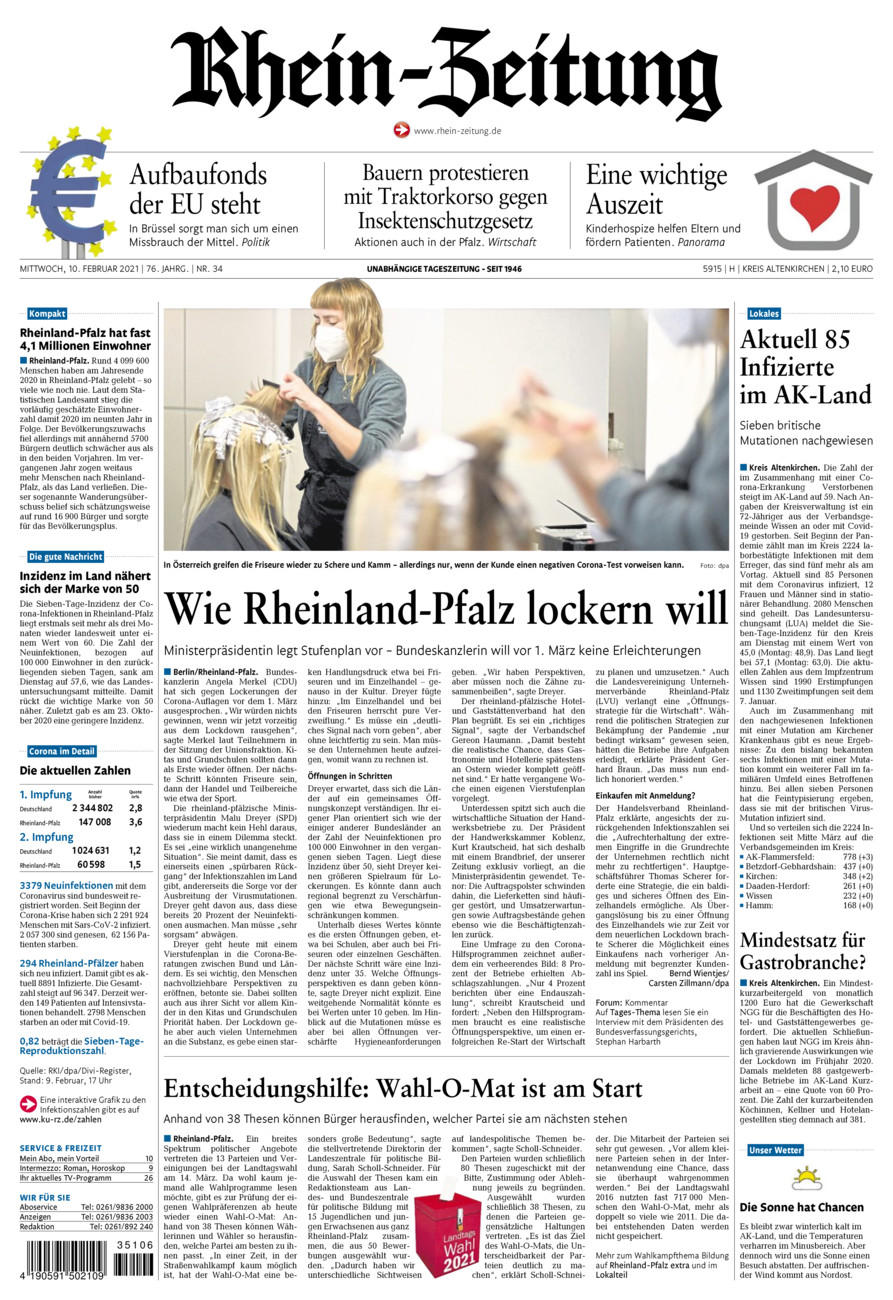 Rhein-Zeitung Kreis Altenkirchen vom Mittwoch, 10.02.2021