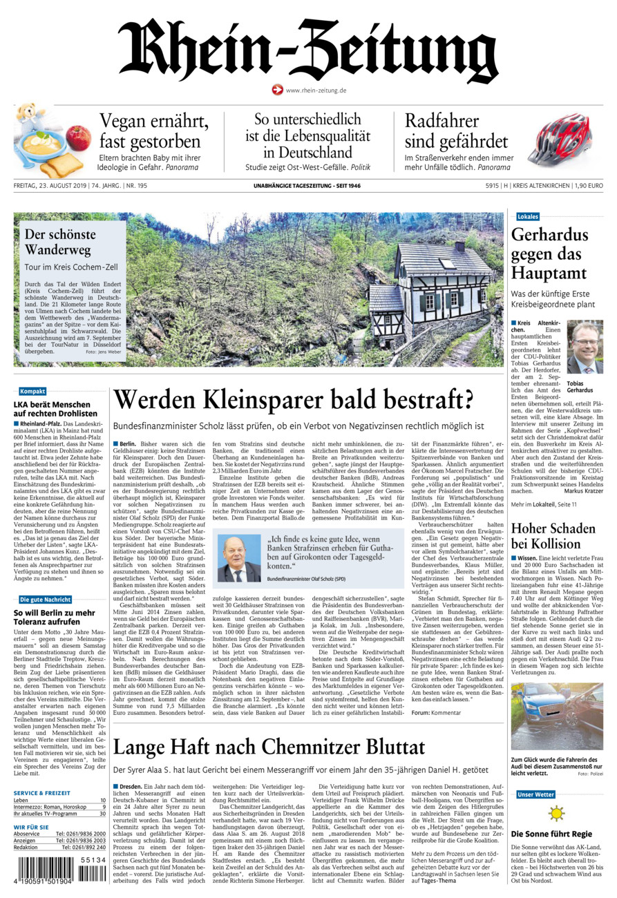 Rhein-Zeitung Kreis Altenkirchen vom Freitag, 23.08.2019