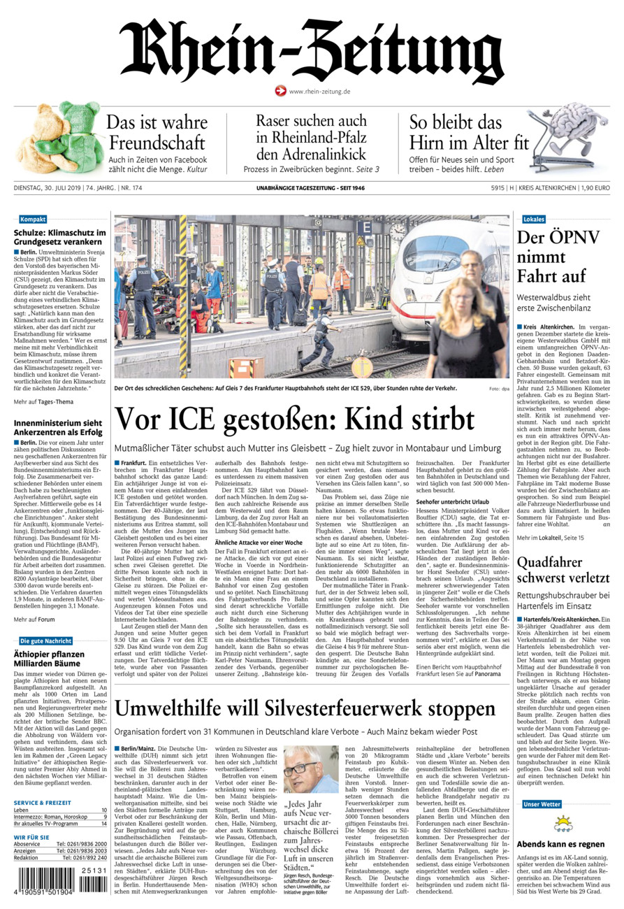 Rhein-Zeitung Kreis Altenkirchen vom Dienstag, 30.07.2019