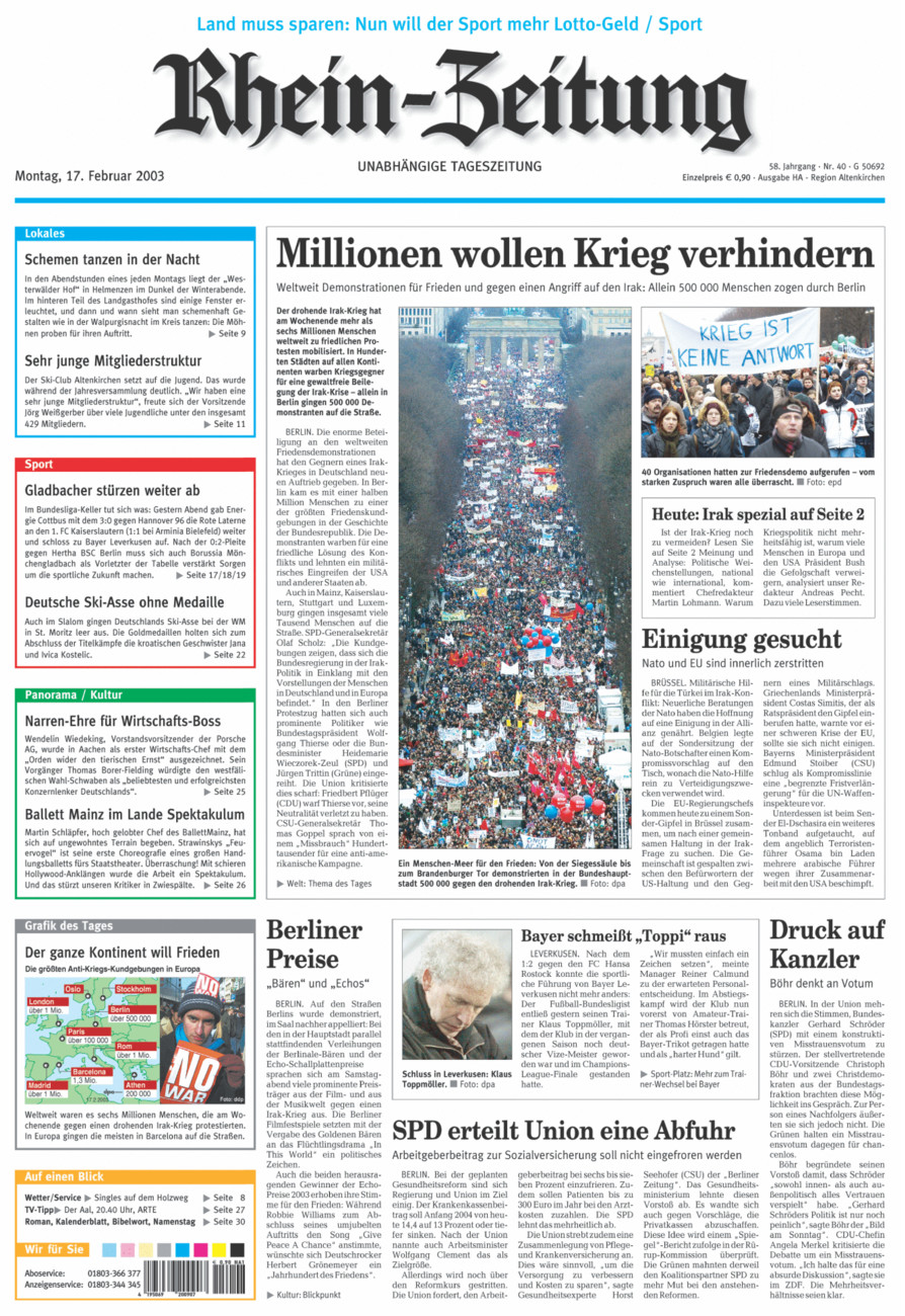 Rhein-Zeitung Kreis Altenkirchen vom Montag, 17.02.2003