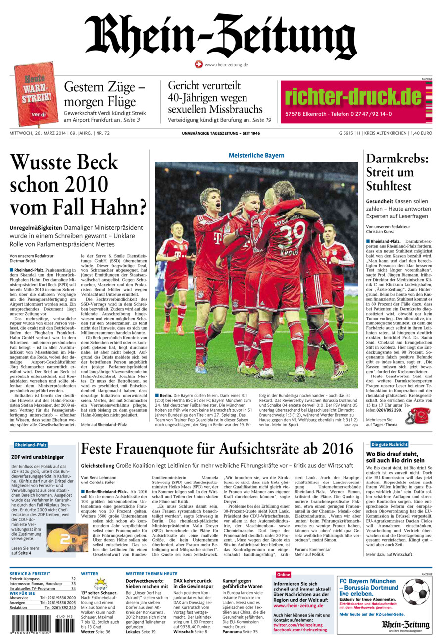 Rhein-Zeitung Kreis Altenkirchen vom Mittwoch, 26.03.2014