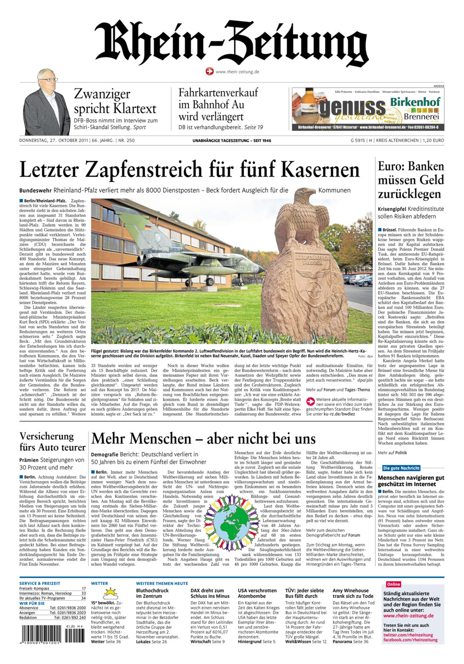 Rhein-Zeitung Kreis Altenkirchen vom Donnerstag, 27.10.2011