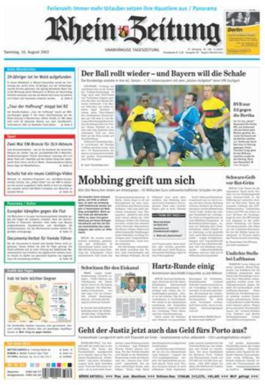 Rhein-Zeitung Kreis Altenkirchen vom Samstag, 10.08.2002