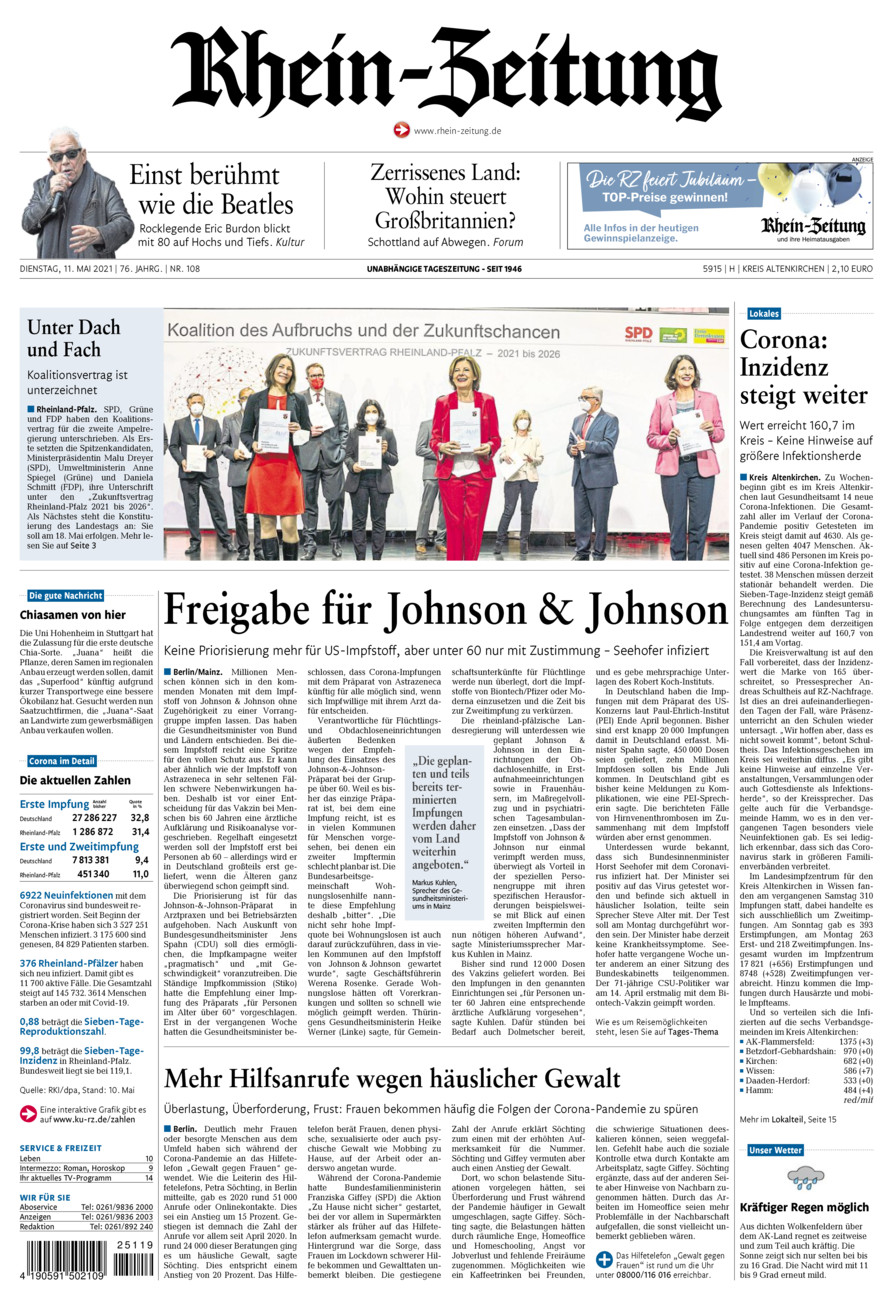 Rhein-Zeitung Kreis Altenkirchen vom Dienstag, 11.05.2021