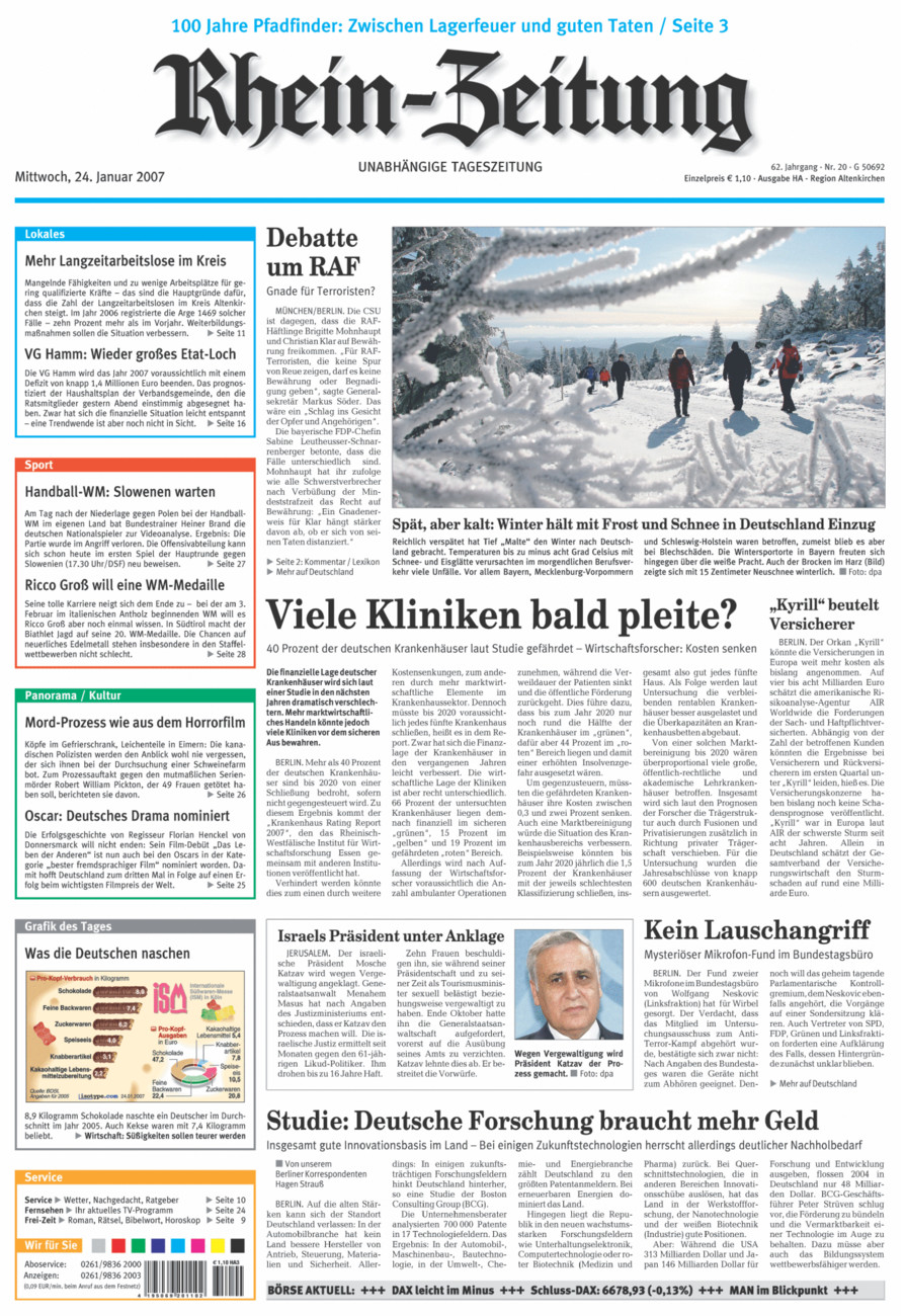 Rhein-Zeitung Kreis Altenkirchen vom Mittwoch, 24.01.2007