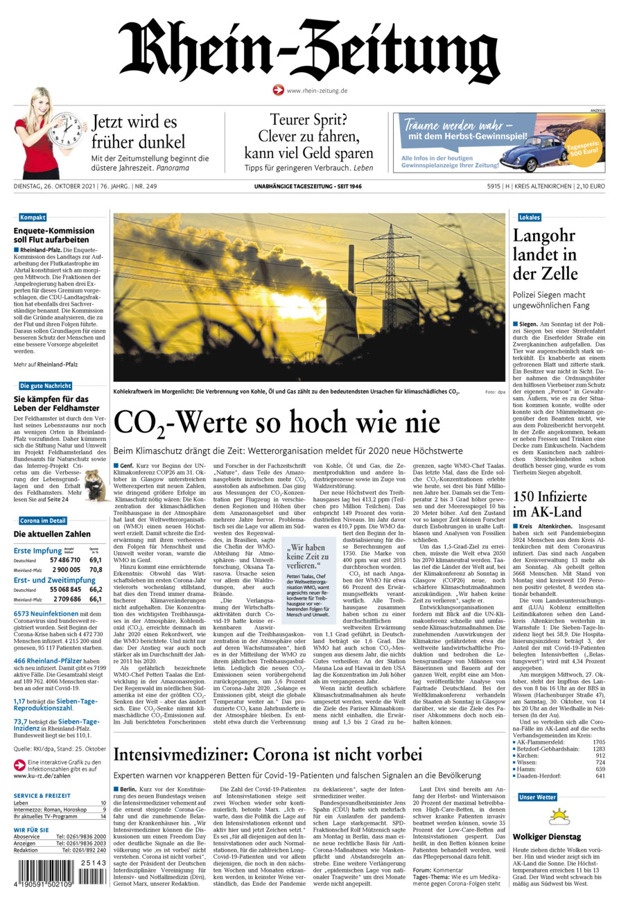 Rhein-Zeitung Kreis Altenkirchen vom Dienstag, 26.10.2021